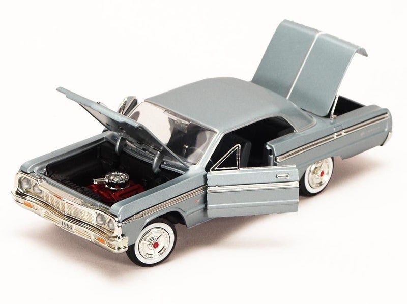 Motor Max New 1:24 Display American Classics - Blue 1964 Chevrolet Impala Hardtop Diecast Model Car - Image 2